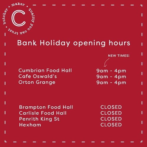 ⚠️Our Bank Holiday Monday opening times have changed! ⚠️
