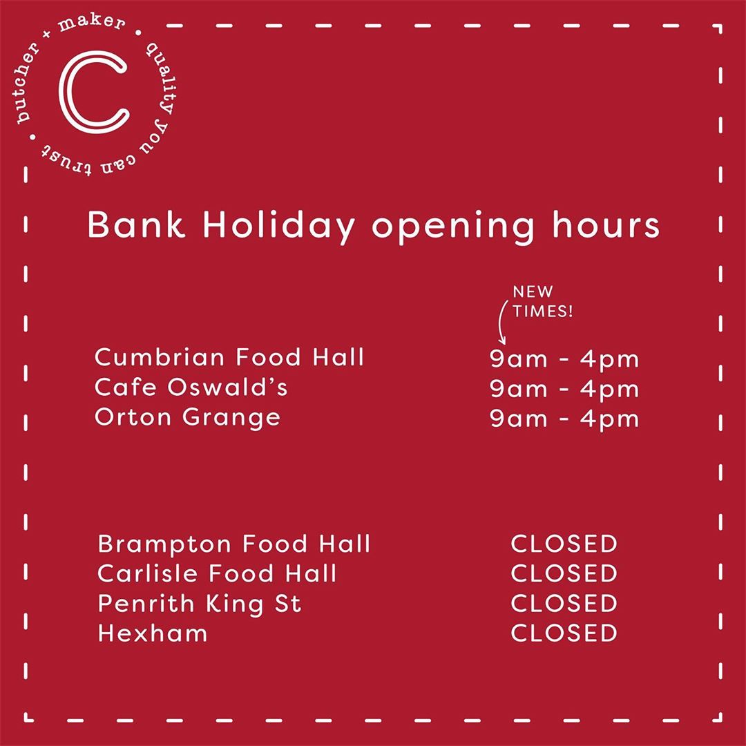 Remember our new opening hours this Bank Holiday Monday 🙌🏻