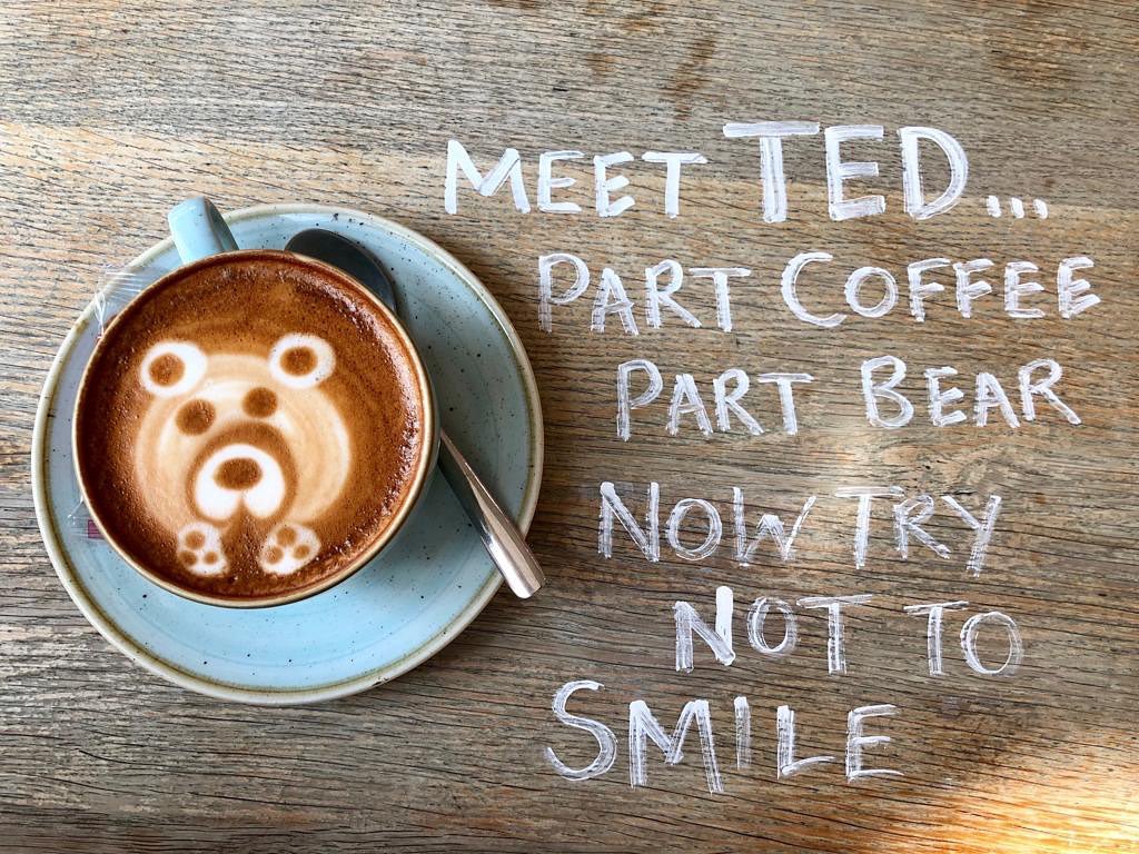 Come and say hello to Ted, our not so scary coffee bear!