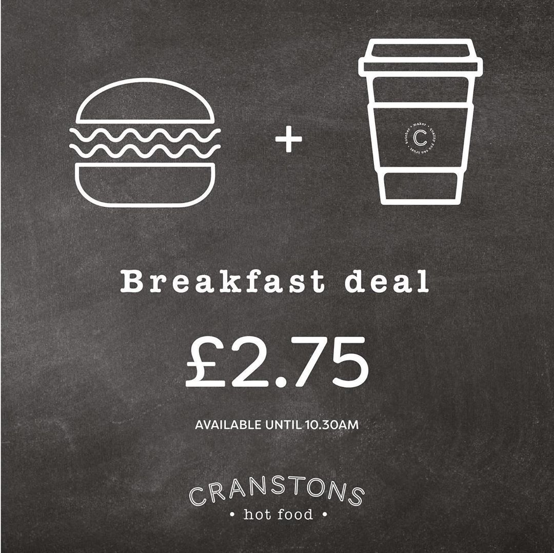 Orton Grange and the Cumbrian Food Hall will be back open tomorrow. 
They’re serving breakfasts on the hot counter until 10.30am!

Get a bacon or sausage* butty and any hot drink for £2.75! *excludes sausage twists