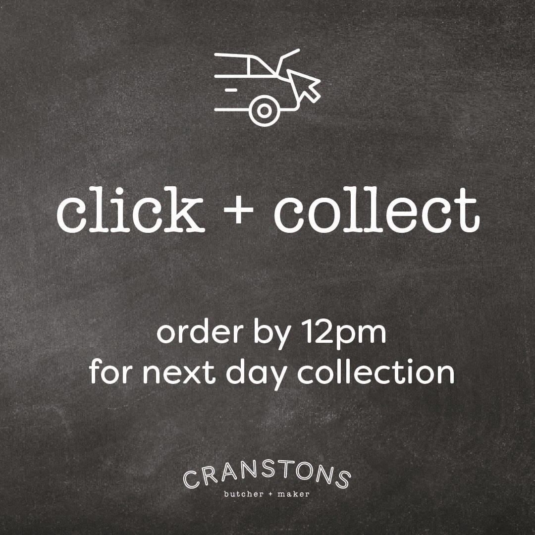 🙌GOOD NEWS! 🙌

The lead time has changed and you can now place an order up to 12pm for next day collection online or over the phone! 🖱☎️ We’ve also moved our phone line opening times to 9am-11am Monday – Friday. 
Collection days: Tuesday – Saturday

Visit: clickcollect.cranstons.net or call 01768 807148 to place your order.