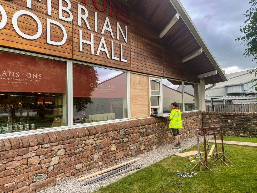 Hmmm… We wonder what’s going on here at the Cumbrian Food Hall? 🤔🤔🤔 Yes that’s right: Our very own takeaway hatch for the hot food counter is being built! 🙌🙌🙌 If it all goes to plan we will be opening the hatch next week, contactless payments only, with a select range of your hot counter favourites on offer along with drinks, crisps, traybakes and confectionery too 😋